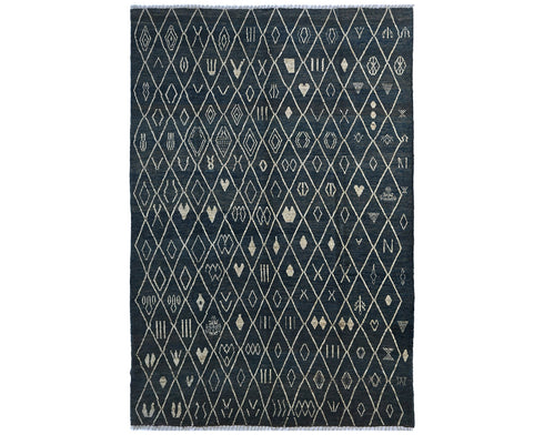 10x14 Moroccan Blue Hand Woven Wool Area Rug